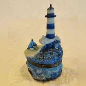 Nautical Lighthouse Trinket Treasure Box With Mini Lighthouse Inside DC 2003